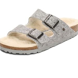 Birkenstock Arizona Fleece-Lined Flannel Grey-Light Grey Size W9 EU 40 EUC